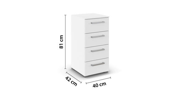 KOMMODE , 40/81/42 cm, 4 Schublade(n)  - Edelstahlfarben/Alufarben, Basics, Holzwerkstoff/Kunststoff (40/81/42cm) - Xora