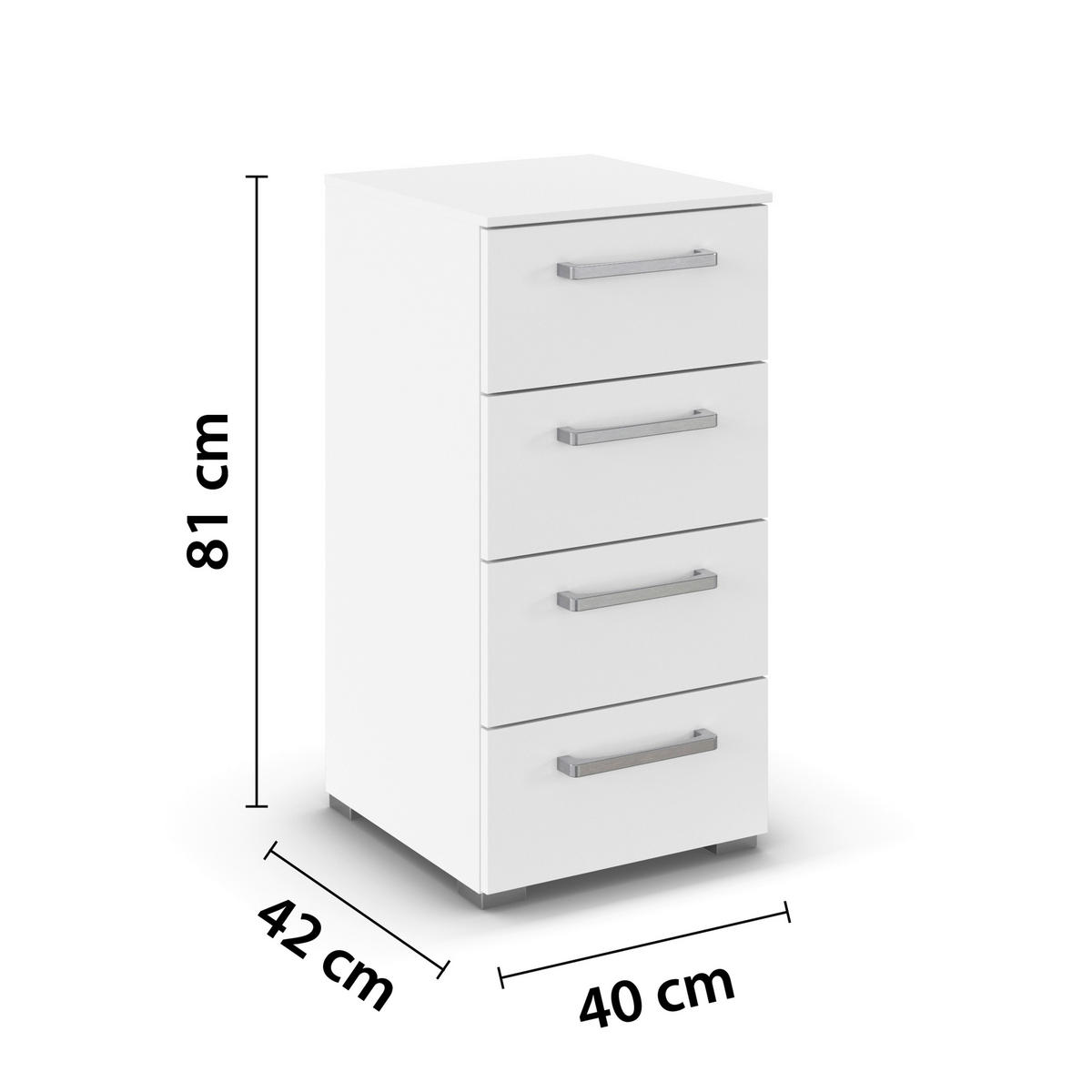 KOMMODE , 40/81/42 cm, 4 Schublade(n)  - Edelstahlfarben/Alufarben, Basics, Holzwerkstoff/Kunststoff (40/81/42cm) - Xora
