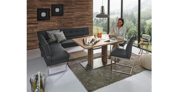 ECKBANK 158/200 cm in Grau, Edelstahlfarben - Edelstahlfarben/Grau, Design, Textil/Metall (158/200cm) - Dieter Knoll