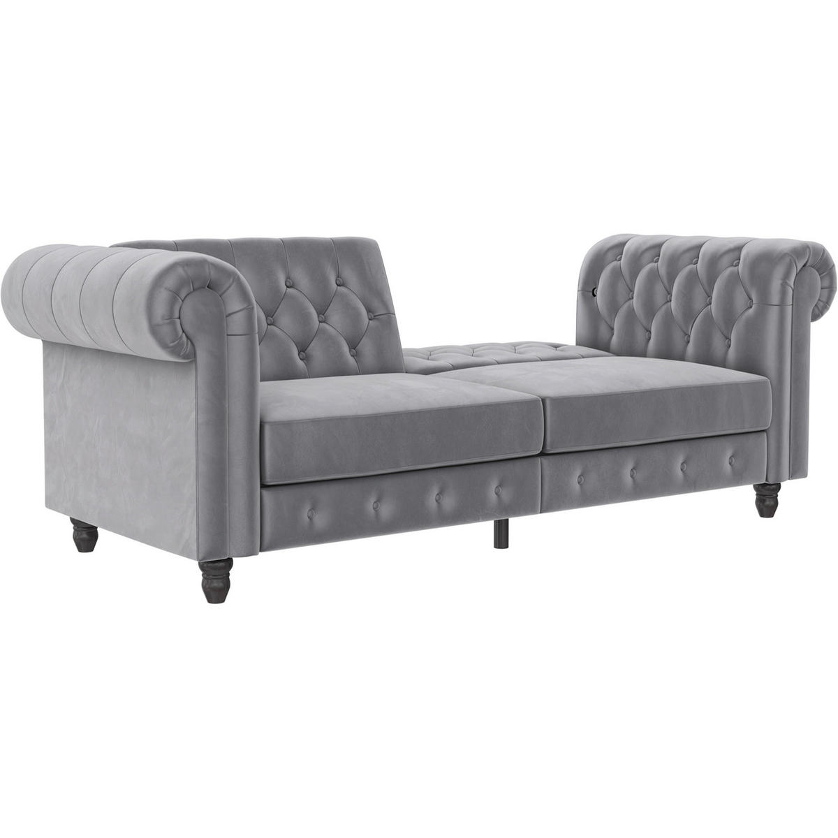 SCHLAFSOFA FIRENZE in Velours Hellgrau Vintage, Skandinavisch, Modern  - Hellgrau/Schwarz, Basics, Holz/Textil (236/83/87cm) - Livetastic