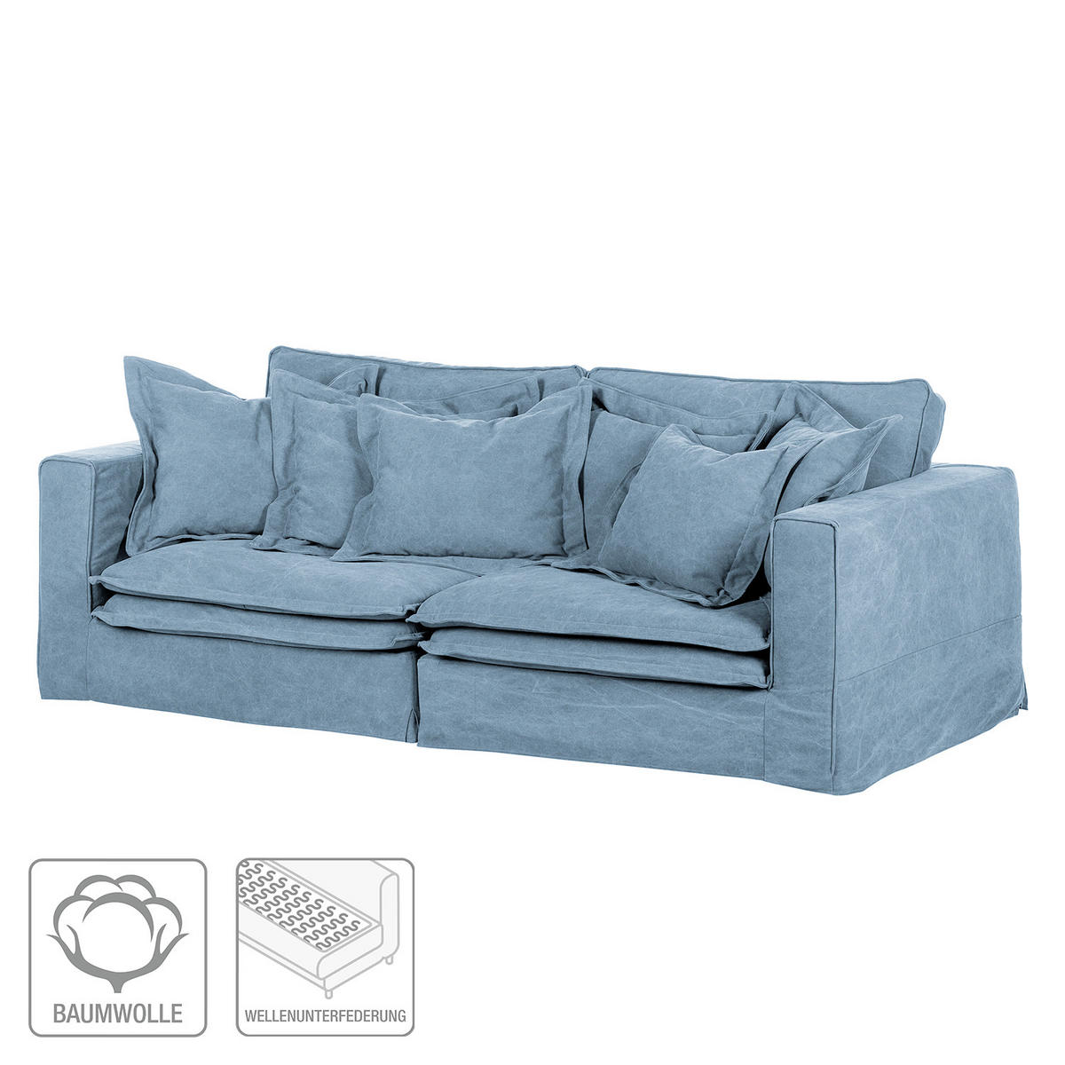 3-SITZER-SOFA STELLA in Webstoff Blau  - Blau/Schwarz, Design, Kunststoff/Textil (238/90/119cm) - P & B