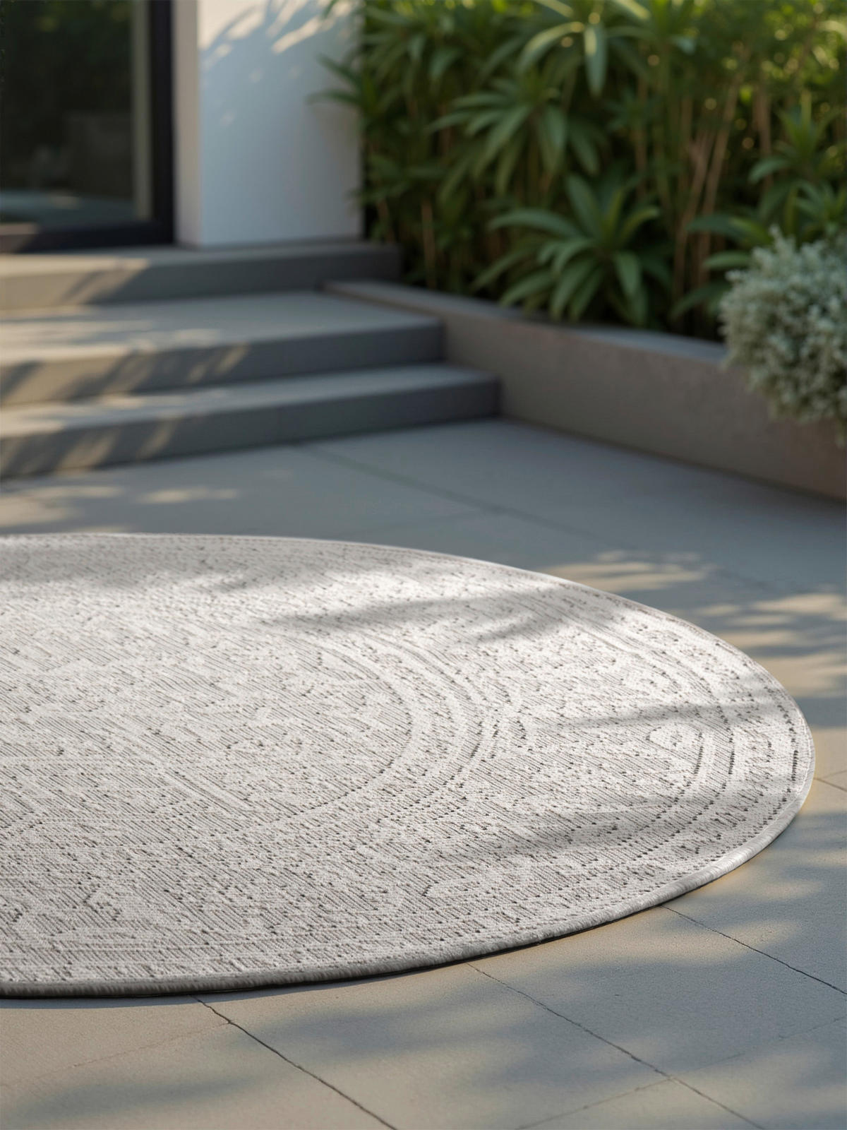 OUTDOORTEPPICH 160 cm Duet Grau, Weiß  - Weiß/Grau, Design, Kunststoff (160cm)