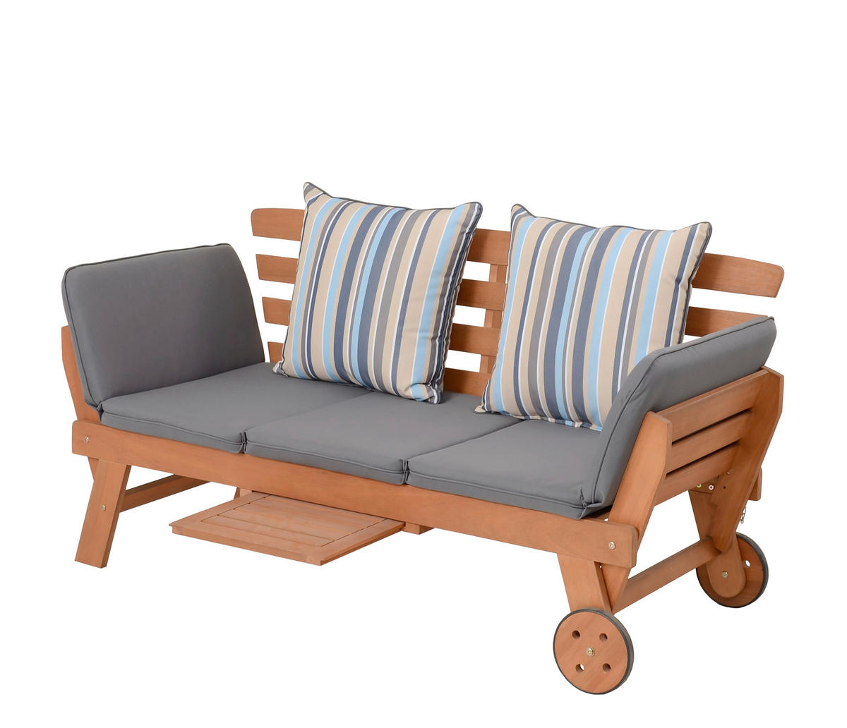 GARTENBANK 190/77,5/68 cm Eukalyptusholz   - Braun/Grau, Basics, Holz/Textil (190/77,5/68cm) - Gardenson