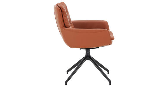 ARMLEHNSTUHL  in Echtleder pigmentiert  - Schwarz/Braun, Design, Leder/Metall (62/90/68cm) - Johann Jakob