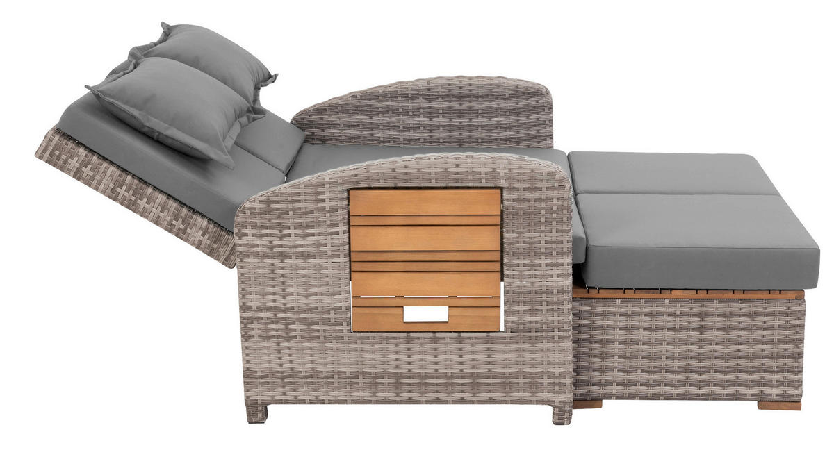 LOUNGEGARNITUR   117/93/74 cm Teakholz Stahl  - Grau, Basics, Holz/Textil (117/93/74cm) - Gardenson