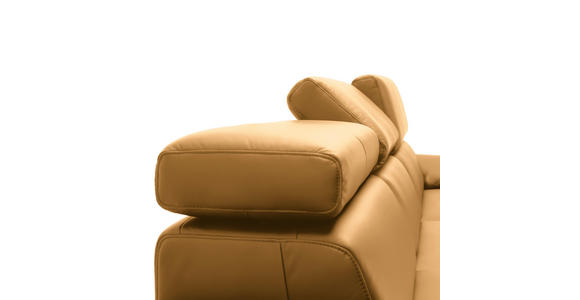 ECKSOFA in Echtleder Senfgelb 295/187 cm - Senfgelb/Schwarz, Design, Leder/Metall (295/187cm) - Novel