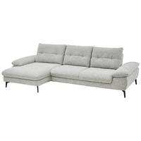 ECKSOFA Hellgrau Flachgewebe  - Hellgrau/Schwarz, Design, Textil/Metall (168/303cm) - Valdera
