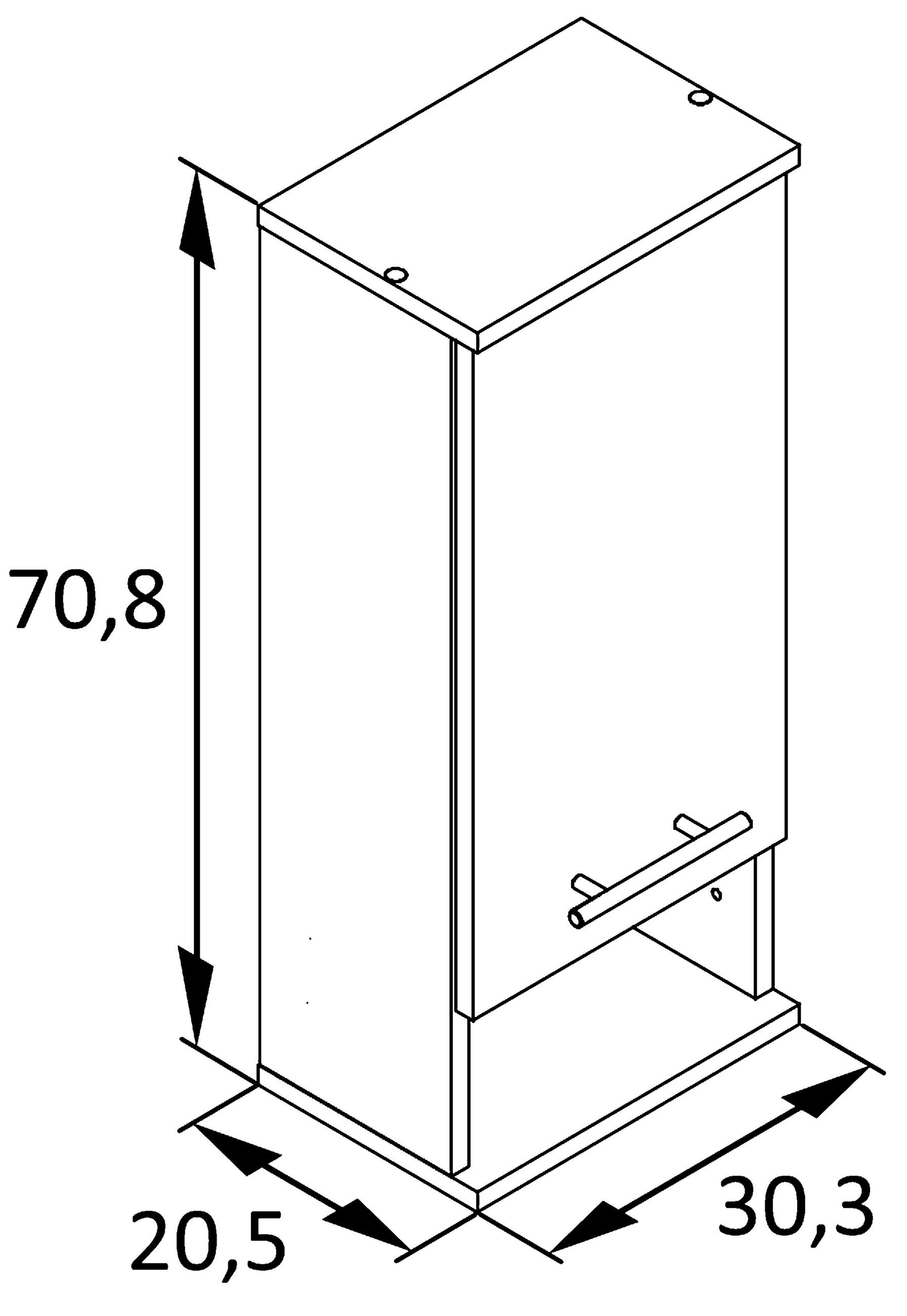HÄNGESCHRANK 30,3/70,8/20,5 cm  - Edelstahlfarben/Weiß, KONVENTIONELL, Holzwerkstoff/Metall (30,3/70,8/20,5cm) - Stylife