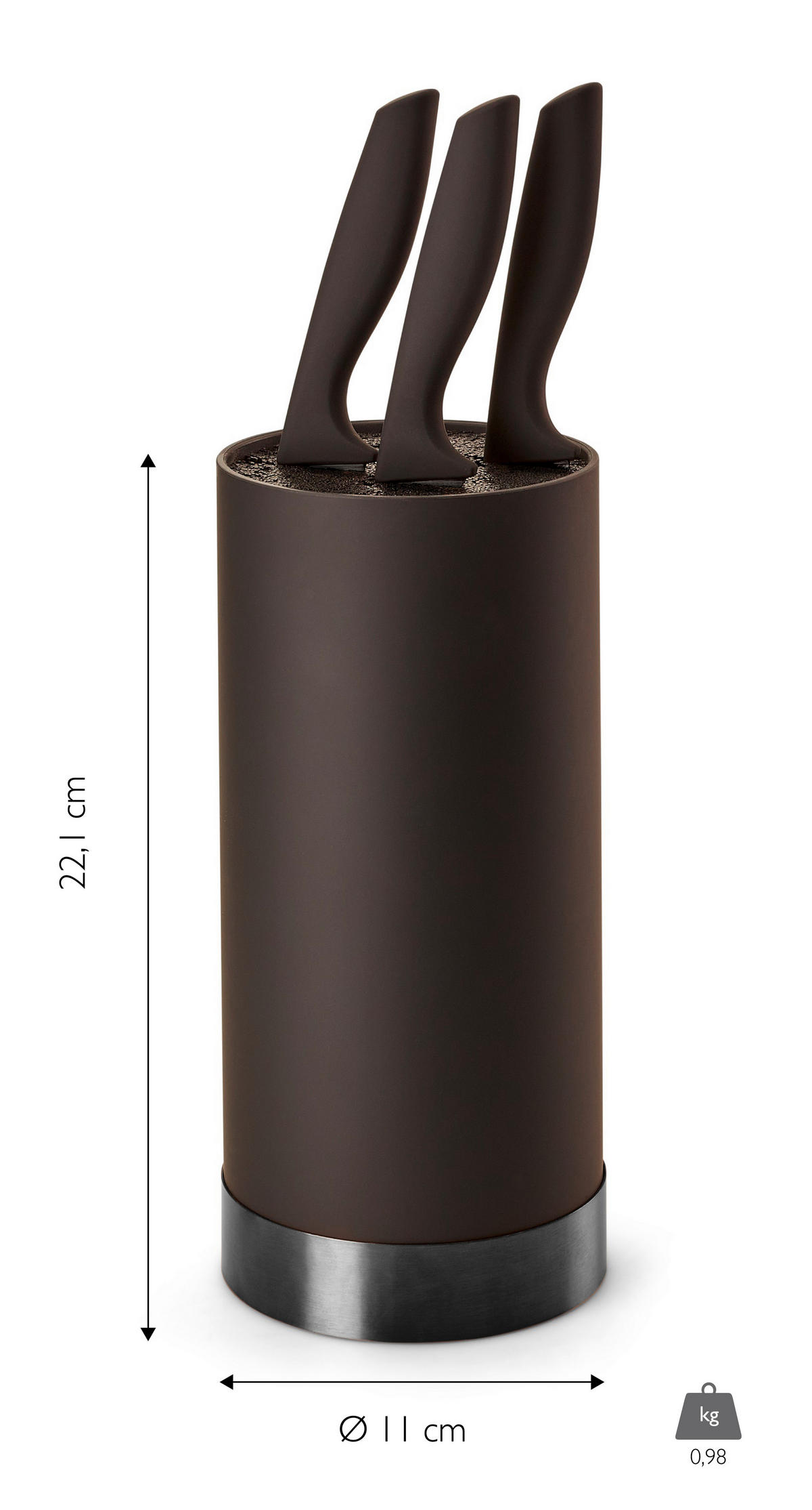 MESSERBLOCK 4-teilig  - Schwarz, Basics, Kunststoff (11/22cm) - Echtwerk