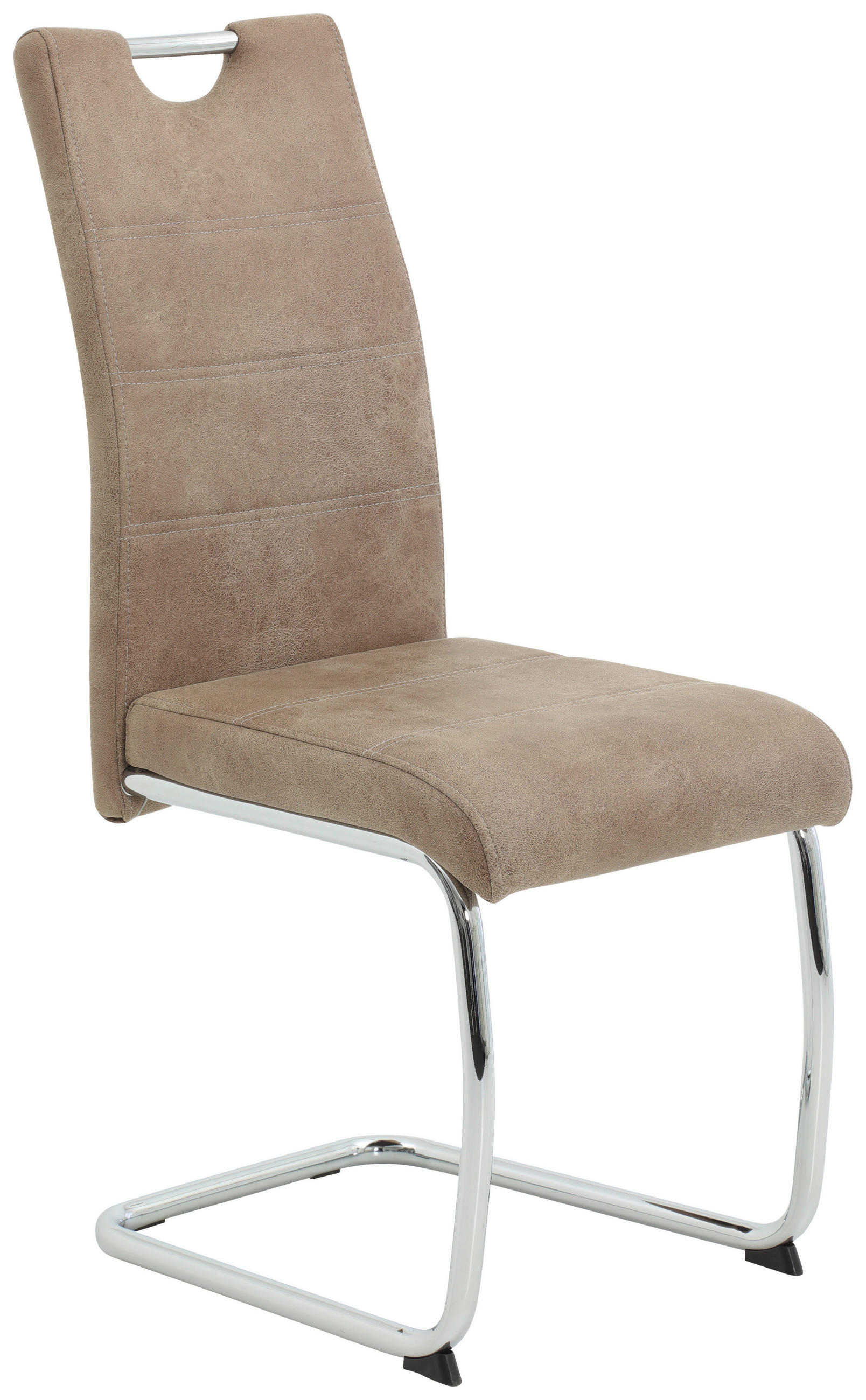 SCHWINGSTUHL  in Mikrofaser  - Chromfarben/Beige, KONVENTIONELL, Textil/Metall (43/98/59cm) - Carryhome