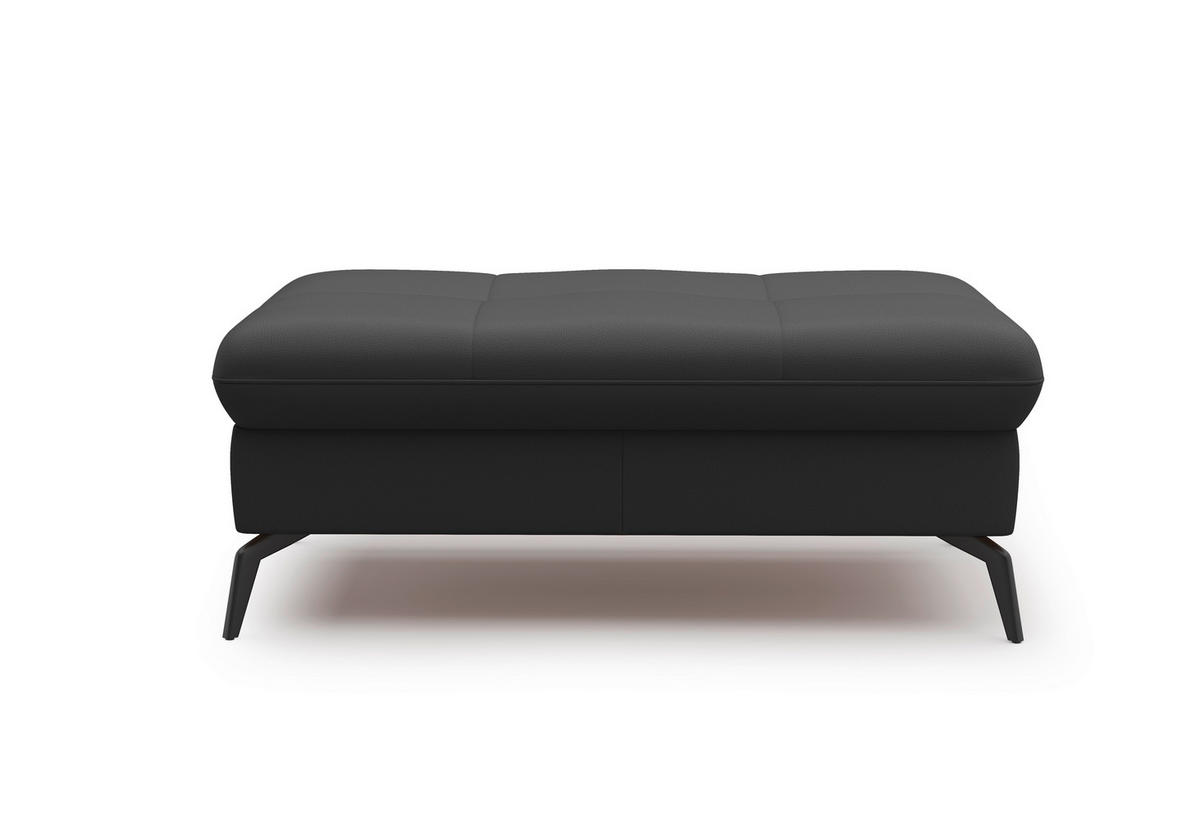 HOCKER in Leder Schwarz  - Schwarz, Konventionell, Leder/Metall (102/47/69cm) - Sit & More