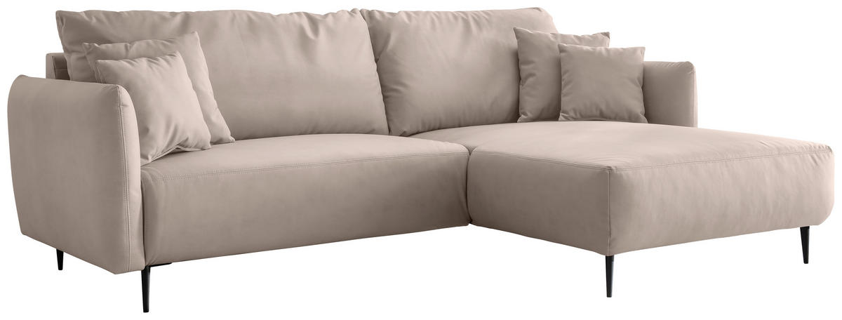 ECKSOFA in Lederlook Beige  178/264-302 cm  - Beige/Schwarz, Design, Textil/Metall (178/264-302cm) - Livetastic