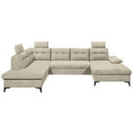 WOHNLANDSCHAFT Beige Webstoff  - Beige/Schwarz, KONVENTIONELL, Kunststoff/Textil (218/324/170cm) - Carryhome