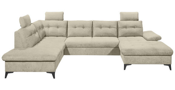 WOHNLANDSCHAFT Beige Webstoff  - Beige/Schwarz, KONVENTIONELL, Kunststoff/Textil (218/324/170cm) - Carryhome