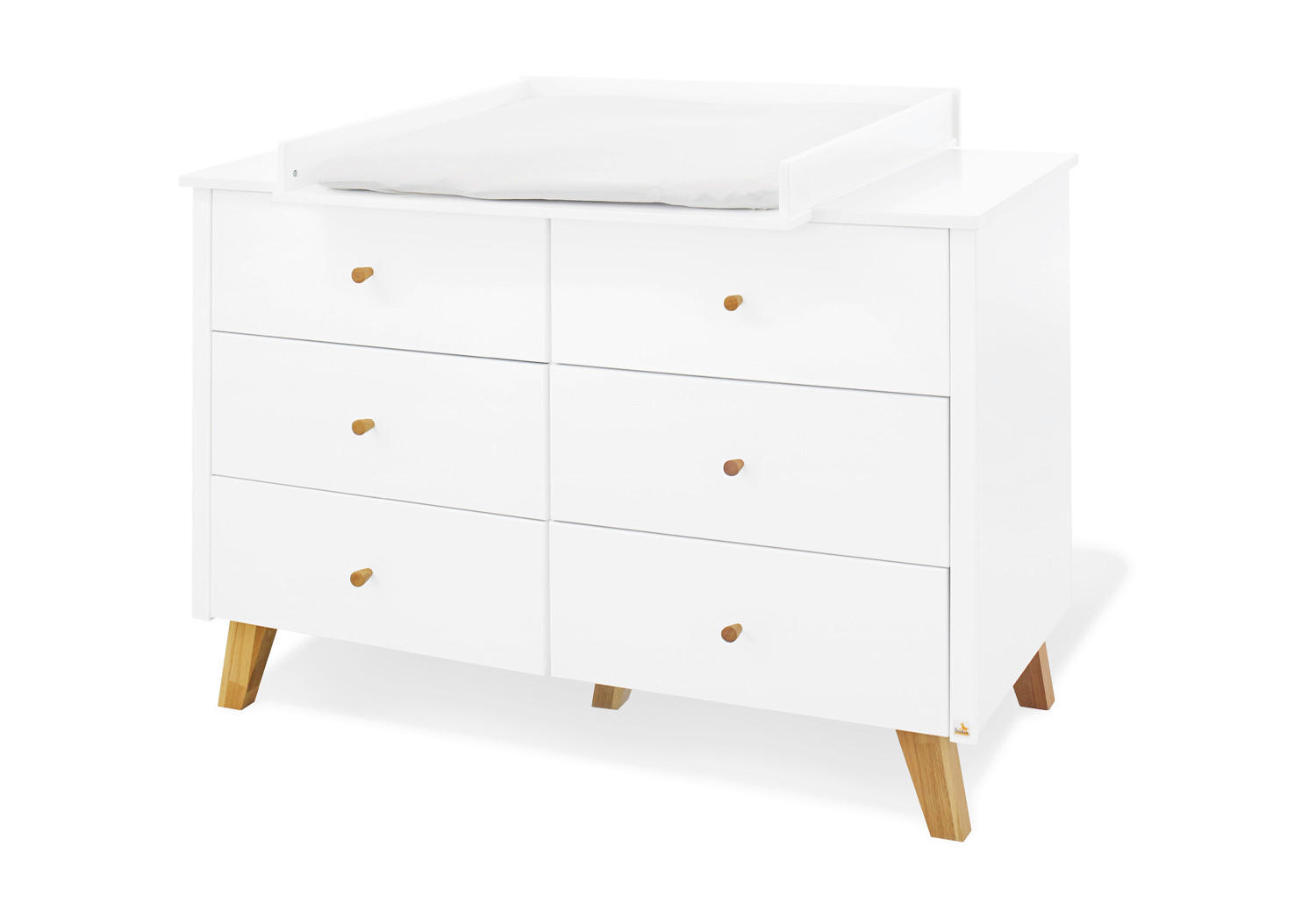 WICKELKOMMODE PINOLINO PAN Naturfarben, Weiß  - Eichefarben/Naturfarben, Design, Holz/Holzwerkstoff (140/100/78 bzw 56cm) - Pinolino