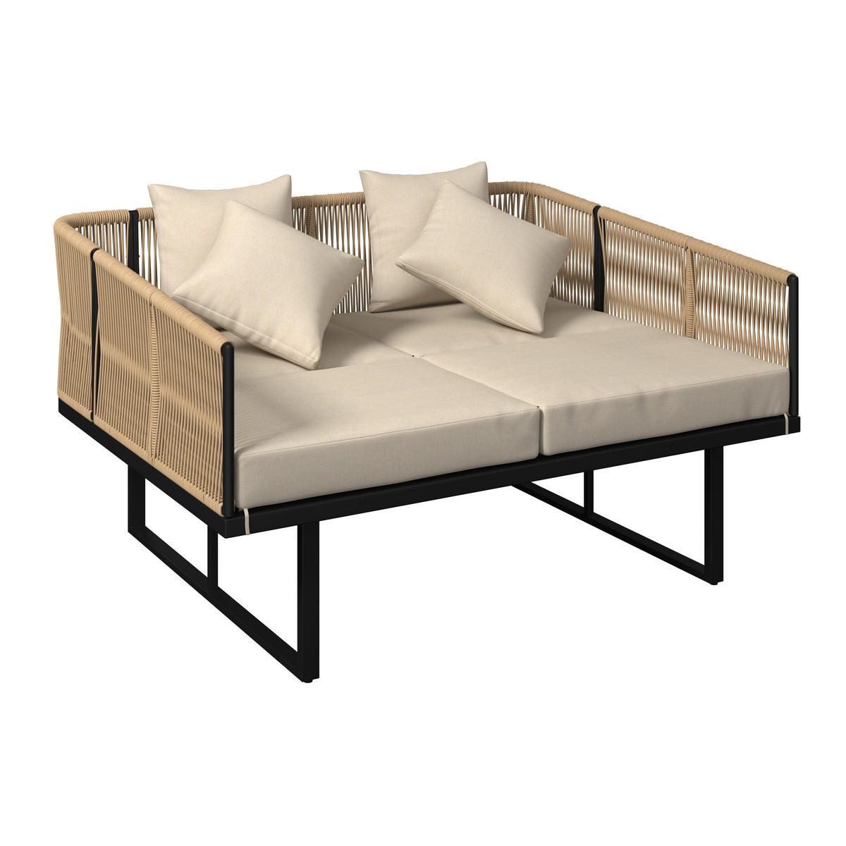 SONNENINSEL 160/120/84 cm  - Schwarz/Grau, MODERN, Kunststoff/Textil (160/120/84cm) - Ambia Garden