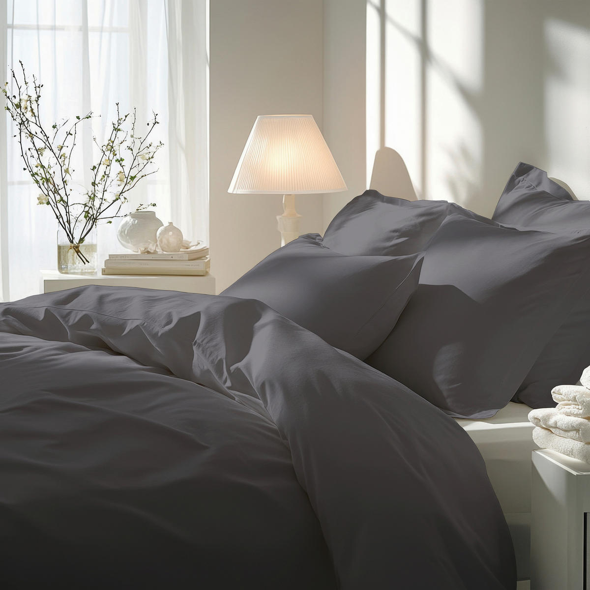 BETTWÄSCHE 3-teilig Satin 200/220 cm  - Grau, Design, Textil (200/220cm) - Florella