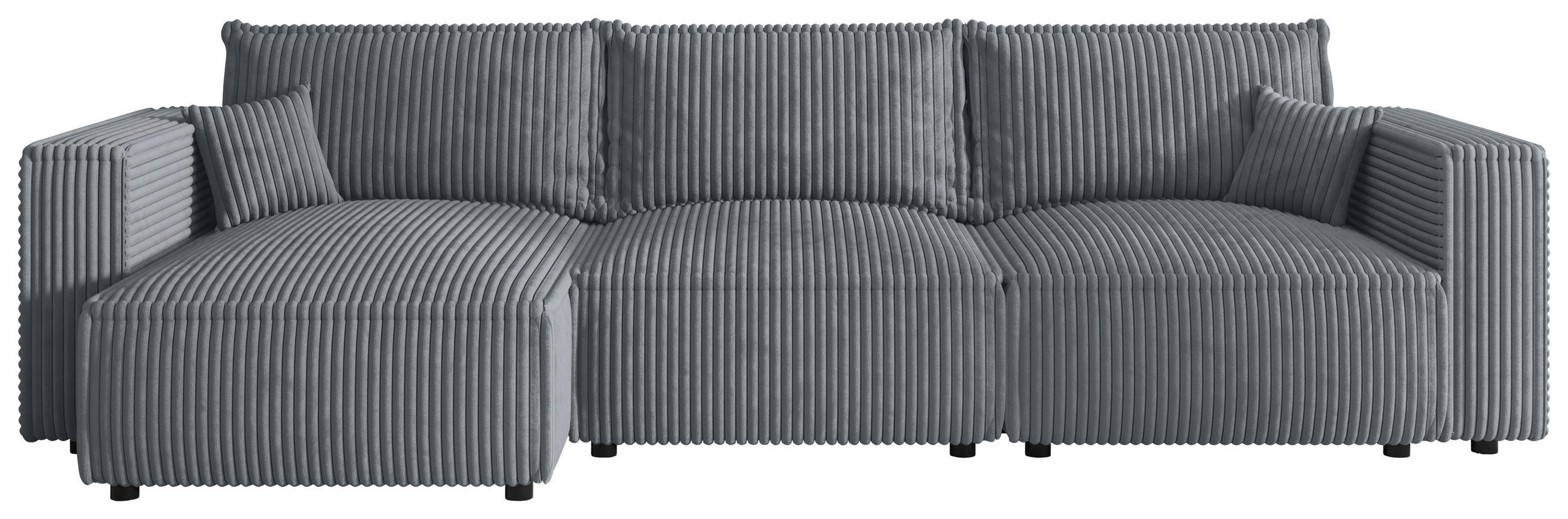 ECKSOFA  in Cord Grau  - Schwarz/Grau, MODERN, Kunststoff/Textil (350/153cm) - Xora