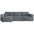 ECKSOFA Grau Cord Zierkissen, Rückenkissen, Schlaffunktion, Rücken echt  - Schwarz/Grau, MODERN, Kunststoff/Textil (350/168cm) - Xora