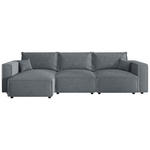 ECKSOFA Grau Cord Zierkissen, Rückenkissen, Schlaffunktion, Rücken echt  - Schwarz/Grau, MODERN, Kunststoff/Textil (350/168cm) - Xora