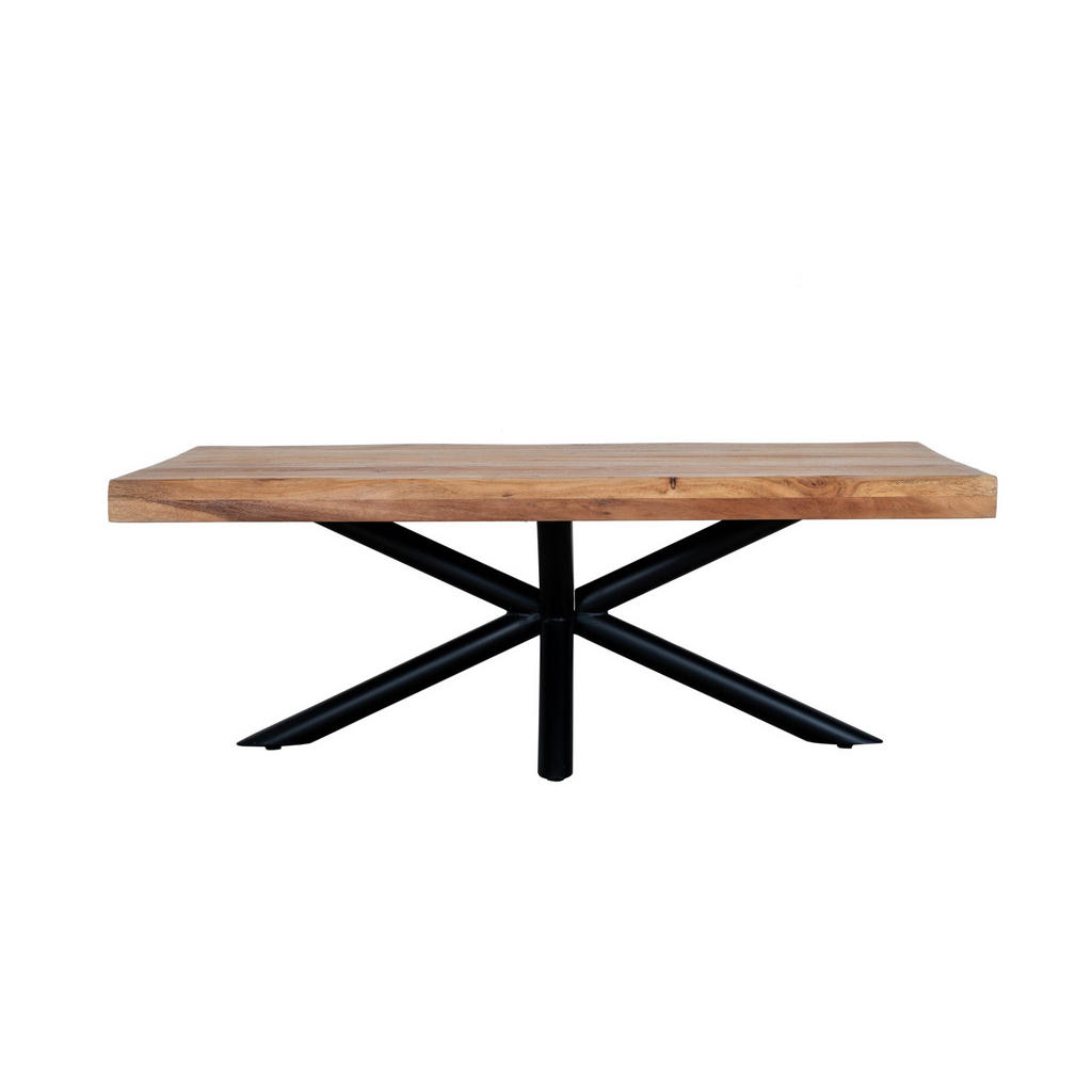 Thumbnail - Livetastic Couchtisch, Natur, Schwarz, Holz, Metall, Akazie, Holz, rechteckig, X-Form, 45x70x120 cm, Holzmöbel, Holztisc...