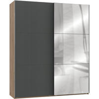 SCHWEBETÜRENSCHRANK in Graphitfarben, Eichefarben  - Chromfarben/Eichefarben, Modern, Holzwerkstoff/Metall (200/236/65cm) - MID.YOU