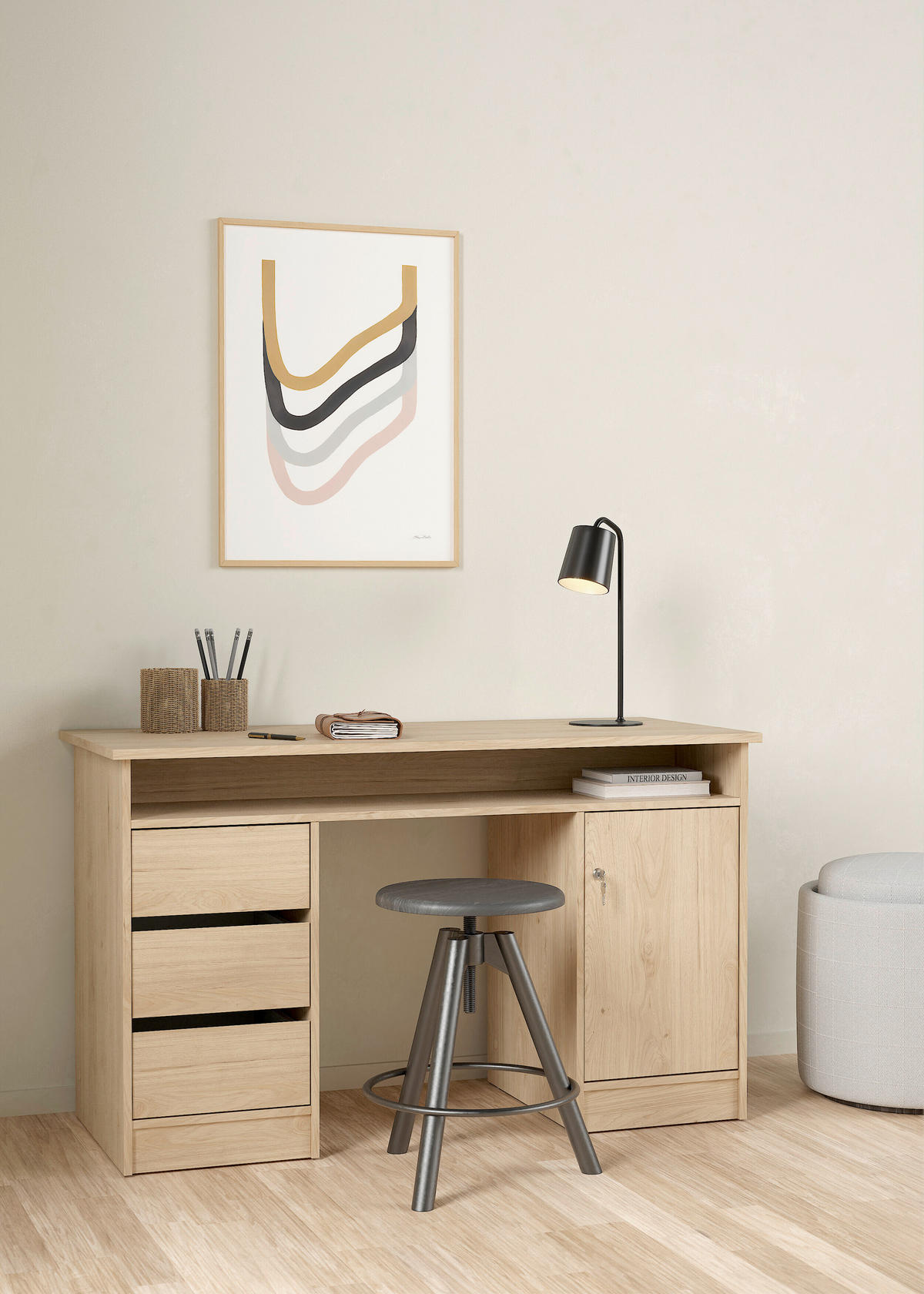 SCHREIBTISCH 126/55/75,6 cm  in Eichefarben  - Eichefarben, MODERN, Holzwerkstoff (126/55/75,6cm) - MID.YOU
