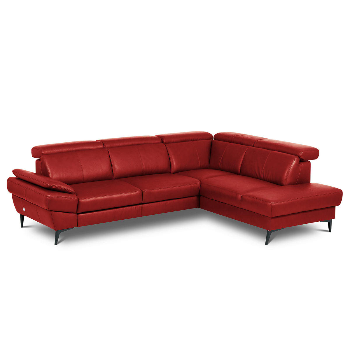 ECKSOFA  in Lederlook Echtleder Rot  - Rot/Schwarz, Design, Leder/Textil (264/211cm) - Livetastic