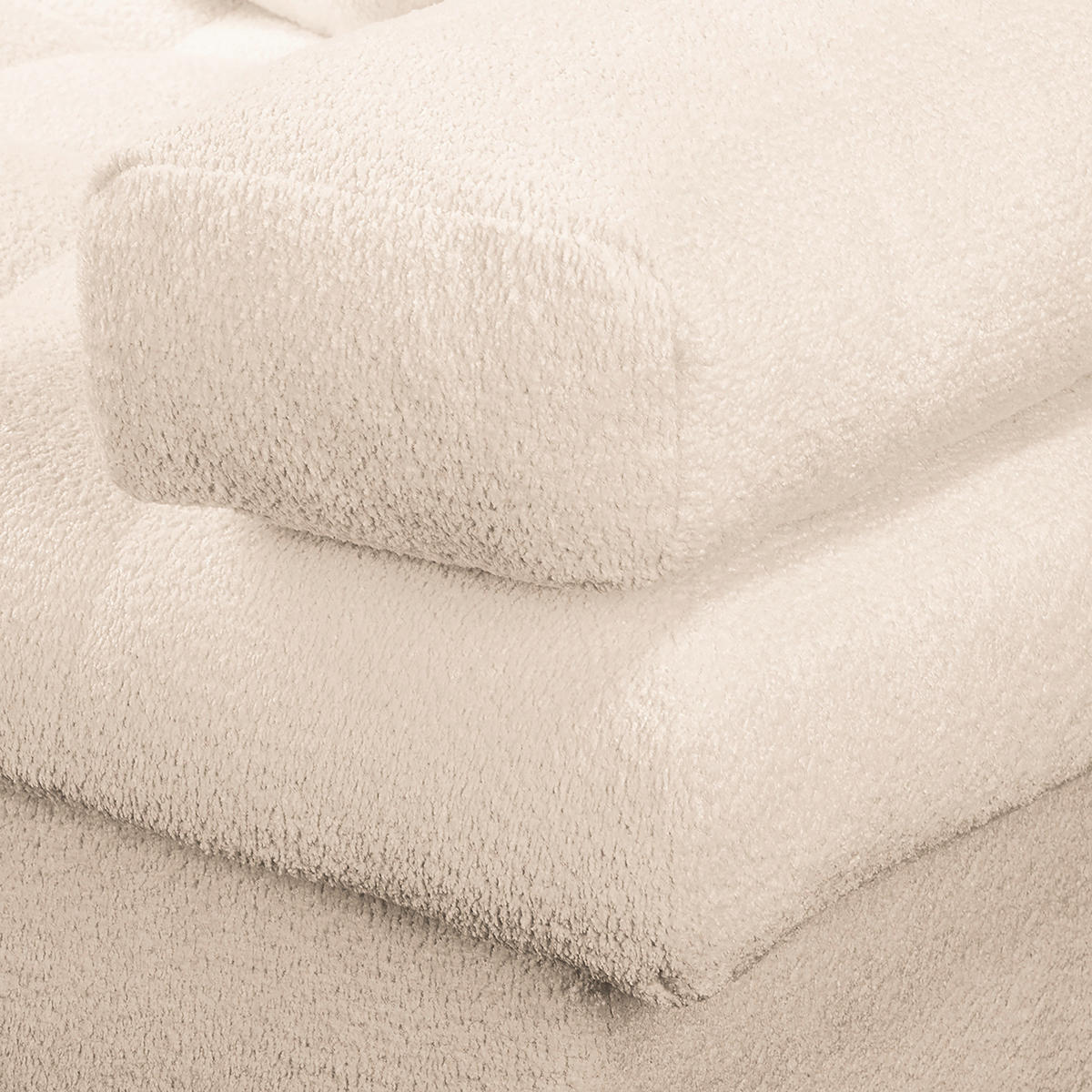 BIGSOFA in Teddystoff Creme  - Creme/Schwarz, Design, Kunststoff/Textil (284/94/148cm) - Livetastic