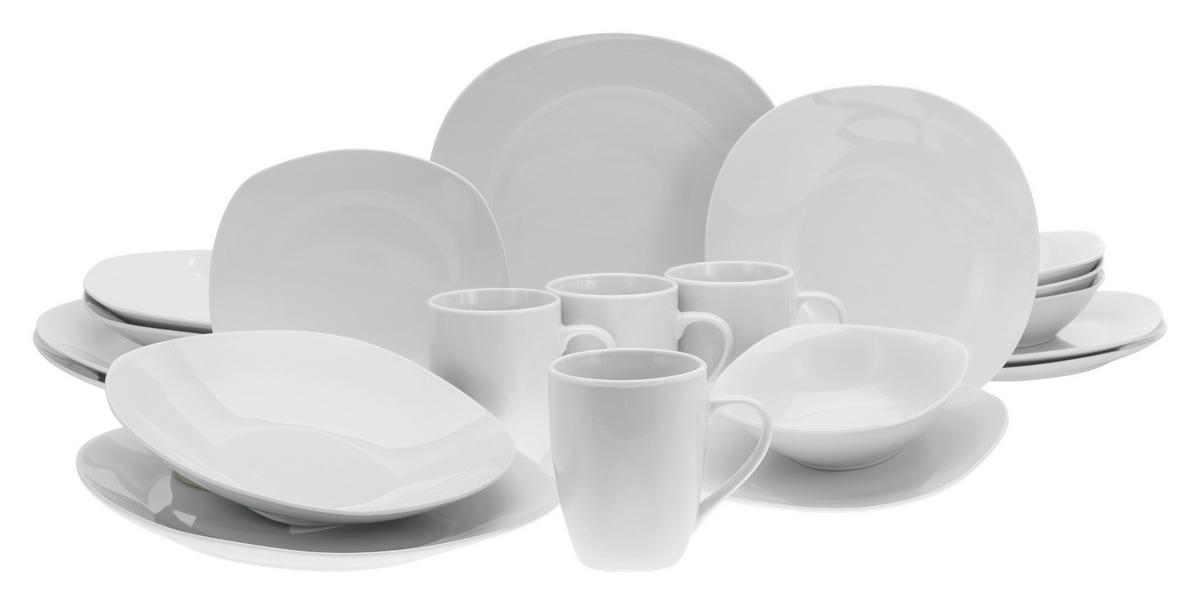KOMBINOVANÝ SERVIS, 20-dielne, porcelán - biela, Basics, keramika - Creatable