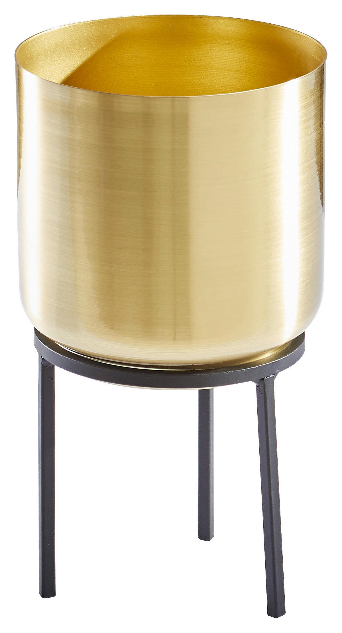 BLUMENTOPF   - Goldfarben/Schwarz, Trend, Metall (13/23cm) - Ambia Home