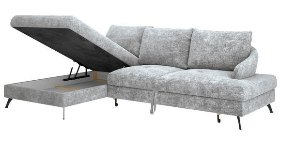 ECKSOFA in Webstoff Grau  - Schwarz/Grau, KONVENTIONELL, Textil/Metall (183/293cm) - Carryhome