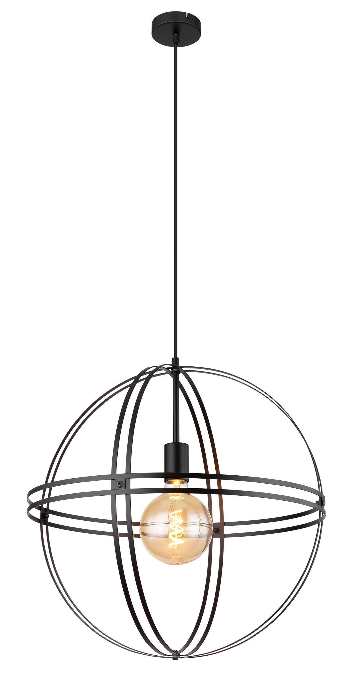 HÄNGELEUCHTE 50/120 cm    - Schwarz, Design, Metall (50/120cm) - Globo