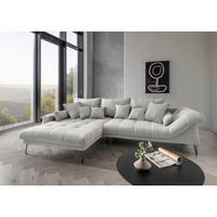 ECKSOFA in Mikrofaser Hellgrau  - Hellgrau/Schwarz, Konventionell, Textil/Metall (192/310cm) - Livetastic
