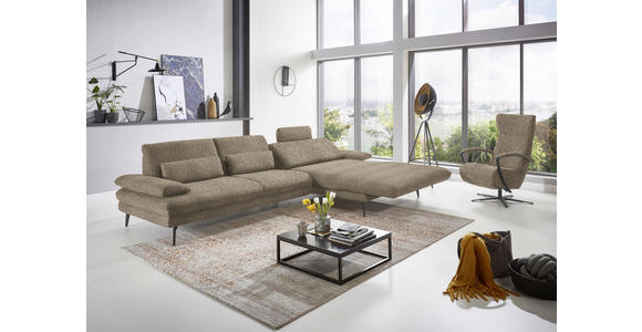 ECKSOFA in Chenille Braun, Grün  - Schwarz/Braun, Design, Textil/Metall (310/180cm) - Dieter Knoll