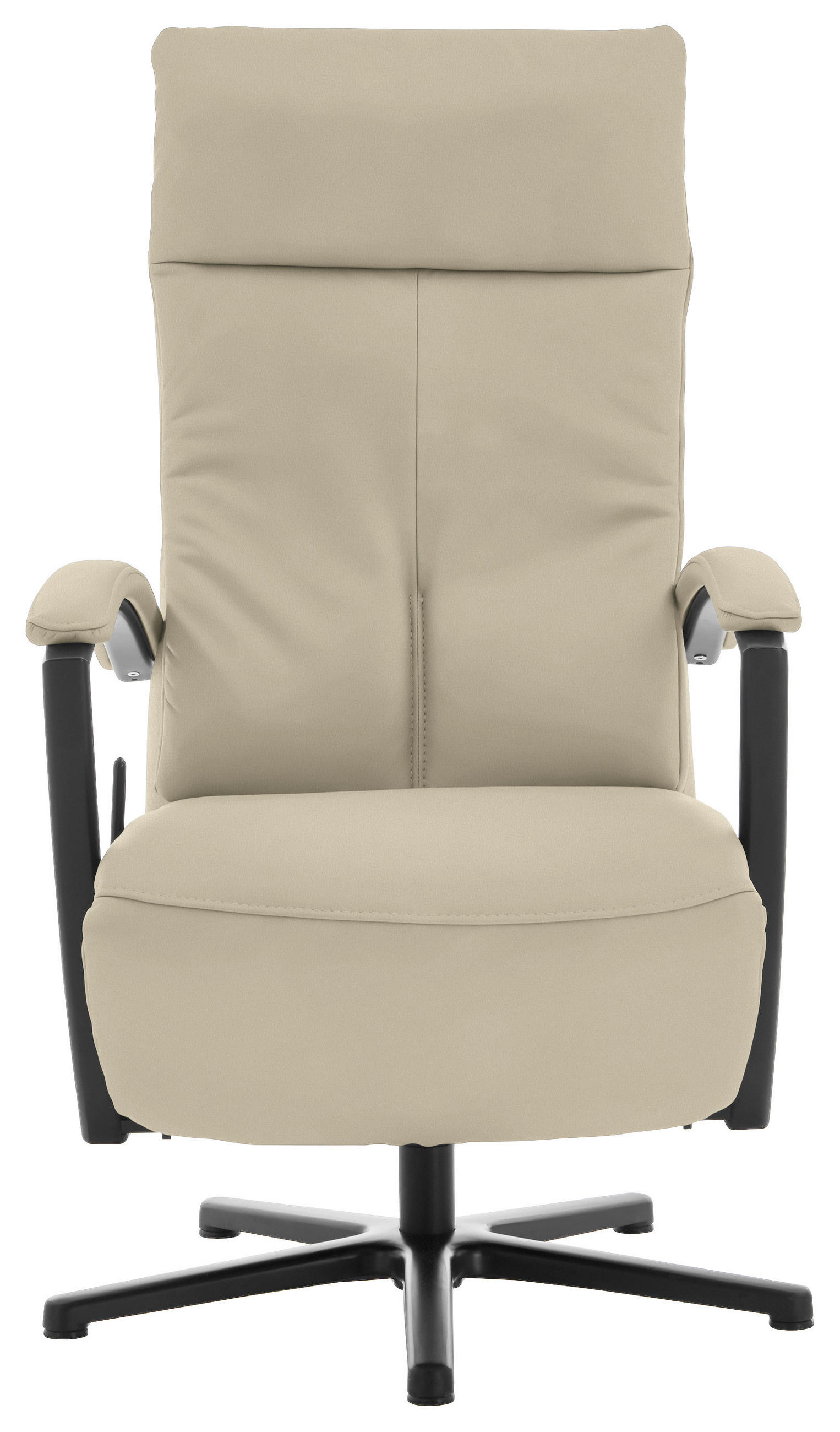 RELAXSESSEL in Leder Creme, Naturfarben  - Creme/Schwarz, Design, Leder/Metall (76/112/83cm) - Beldomo Speed