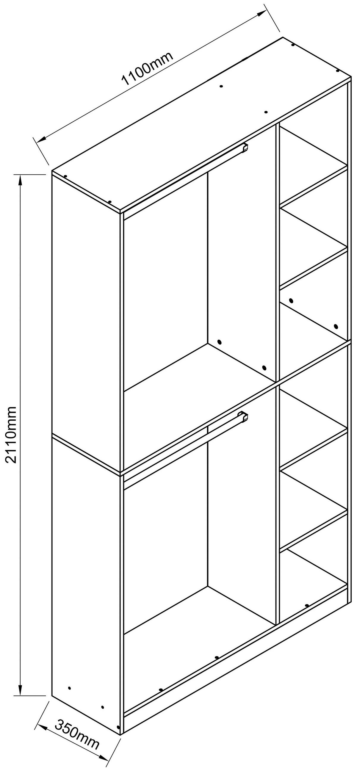 KLEIDERSCHRANK in Honigeiche  - Honigeiche, Design, Holzwerkstoff (110/211/35cm) - MID.YOU