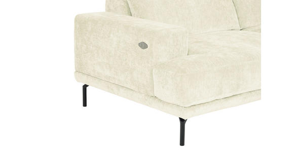 ECKSOFA Creme Chenille Kopfteilverstellung, Sitztiefenverstellung  - Creme/Schwarz, Design, Textil/Metall (307/243cm) - Xora