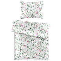 POSTEĽNÁ BIELIZEŇ, satén, zelená, biela, pink, 140/200 cm - pink/biela, Konventionell, textil (140/200cm) - Esposa