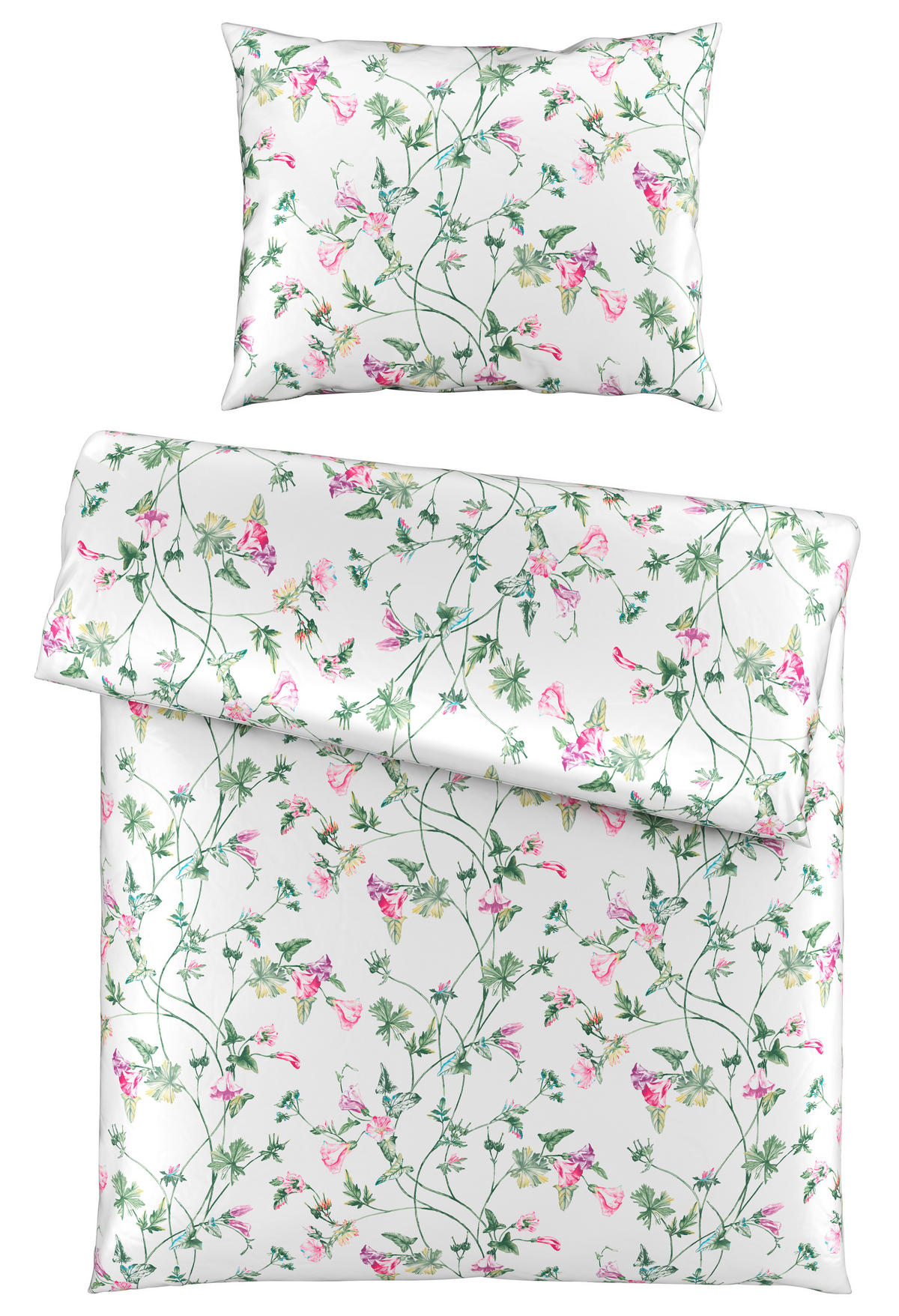 POSTEĽNÁ BIELIZEŇ, satén, zelená, biela, pink, 140/200 cm - pink/biela, Konventionell, textil (140/200cm) - Esposa