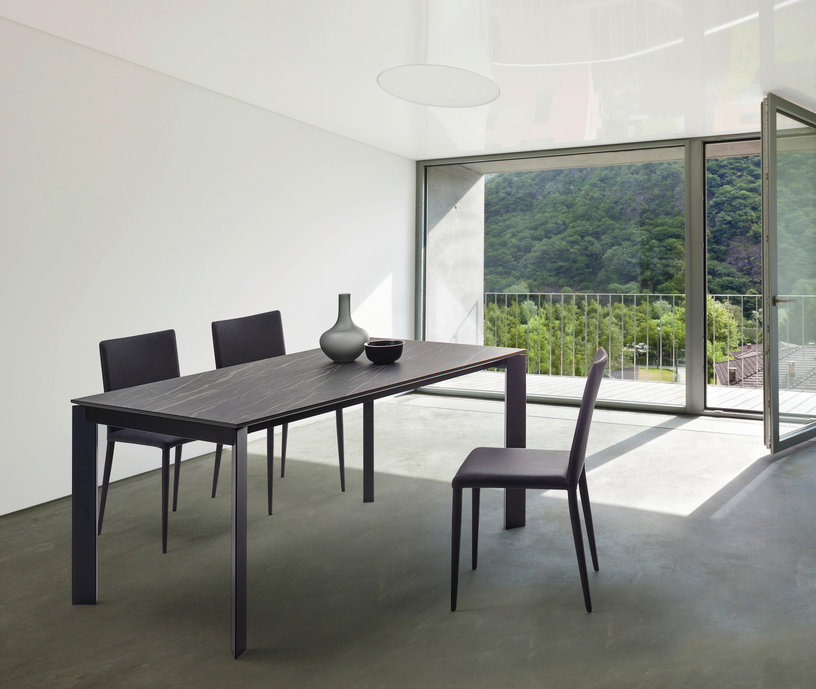 ESSTISCH in Metall, Keramik 160-250/90/75 cm  - Schwarz/Grau, Design, Keramik/Metall (160-250/90/75cm) - Novel