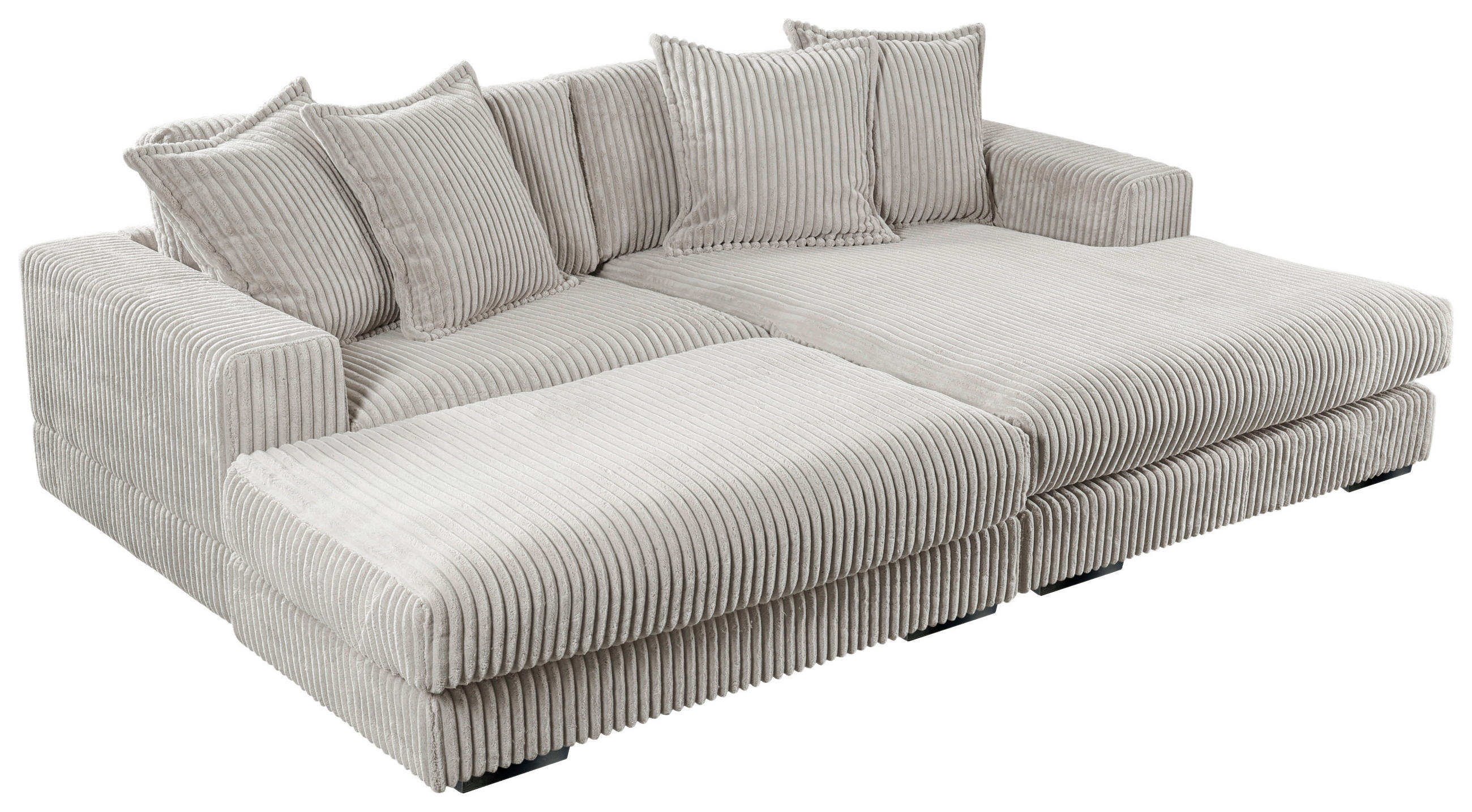 ECKSOFA FUNNY Hellgrau Cord  - Hellgrau/Schwarz, Basics, Kunststoff/Textil (285/195cm) - Livetastic