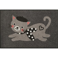 FUSSMATTE 50/75 cm Madame Minou  - Grau, Trend, Kunststoff/Textil (50/75cm) - wash+dry