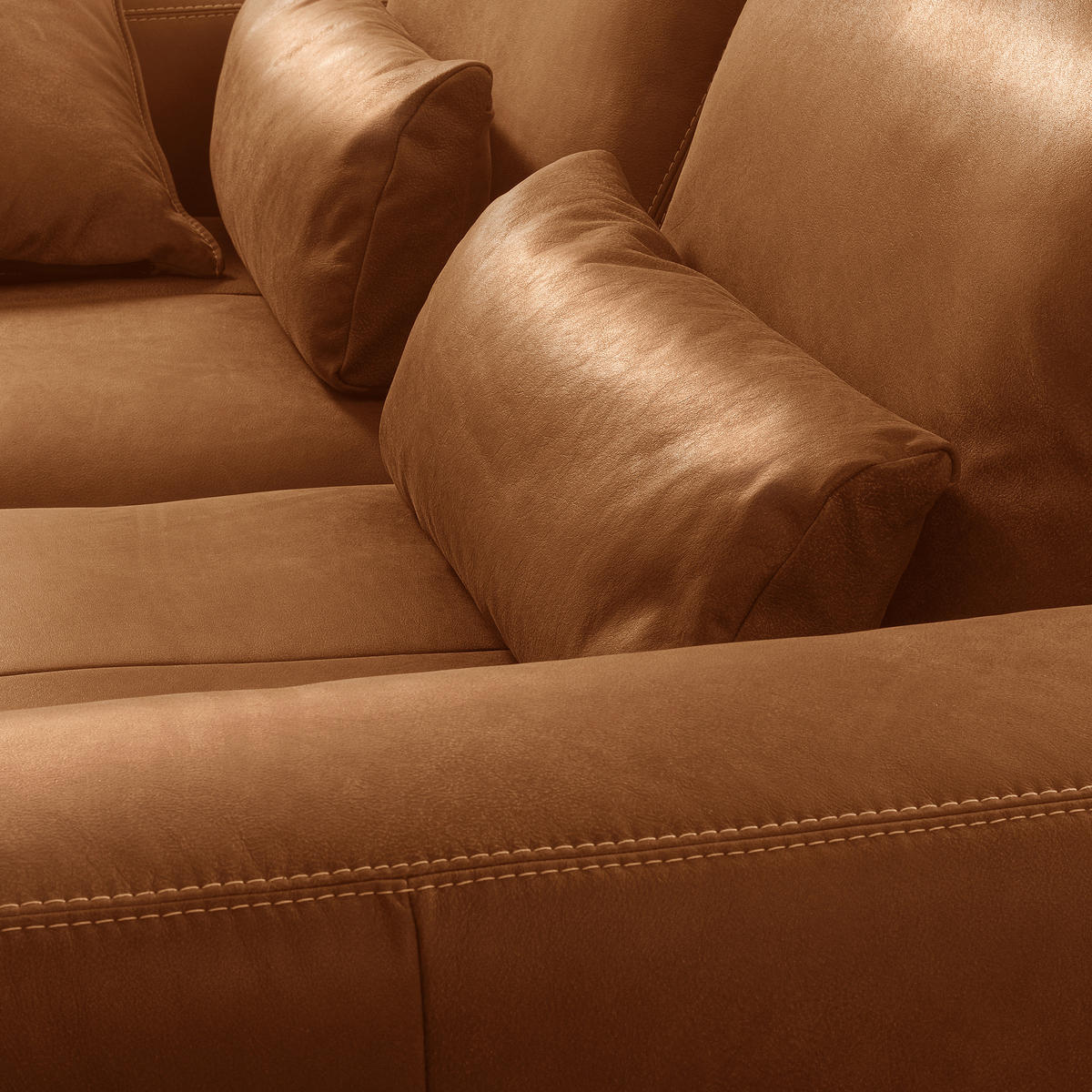 2-SITZER-SOFA  in Echtleder Cognac   - Cognac/Beige, Design, Leder/Kunststoff (240/85/123cm) - Livetastic