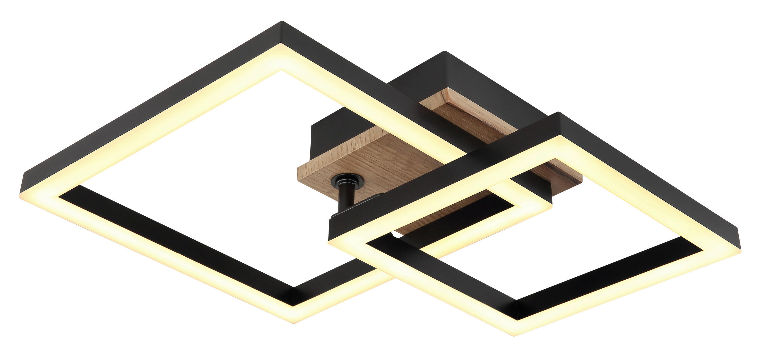 LED-TAKLAMPA 42/31/8 cm  - opal/svart, Basics, metall/trämaterial (42/31/8cm) - Globo