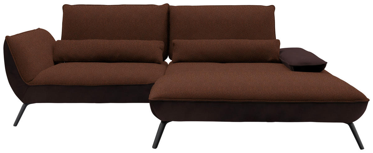 ECKSOFA in Flachgewebe Kupferfarben  - Schwarz/Kupferfarben, Design, Textil/Metall (273/191cm) - Moderano