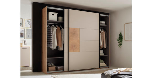 SCHWEBETÜRENSCHRANK  in Kaschmir, Eiche Artisan  - Kaschmir/Schwarz, KONVENTIONELL, Holzwerkstoff/Metall (270/225,5/63,7cm) - Xora