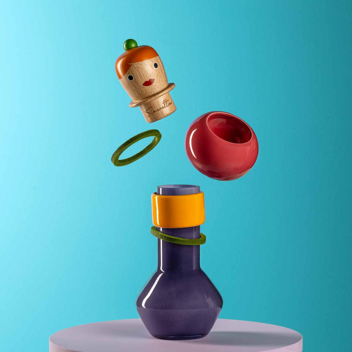 VASE 30,00 cm  - Multicolor, Basics, Glas/Holz (12,20/30,00/12,20cm) - Leonardo