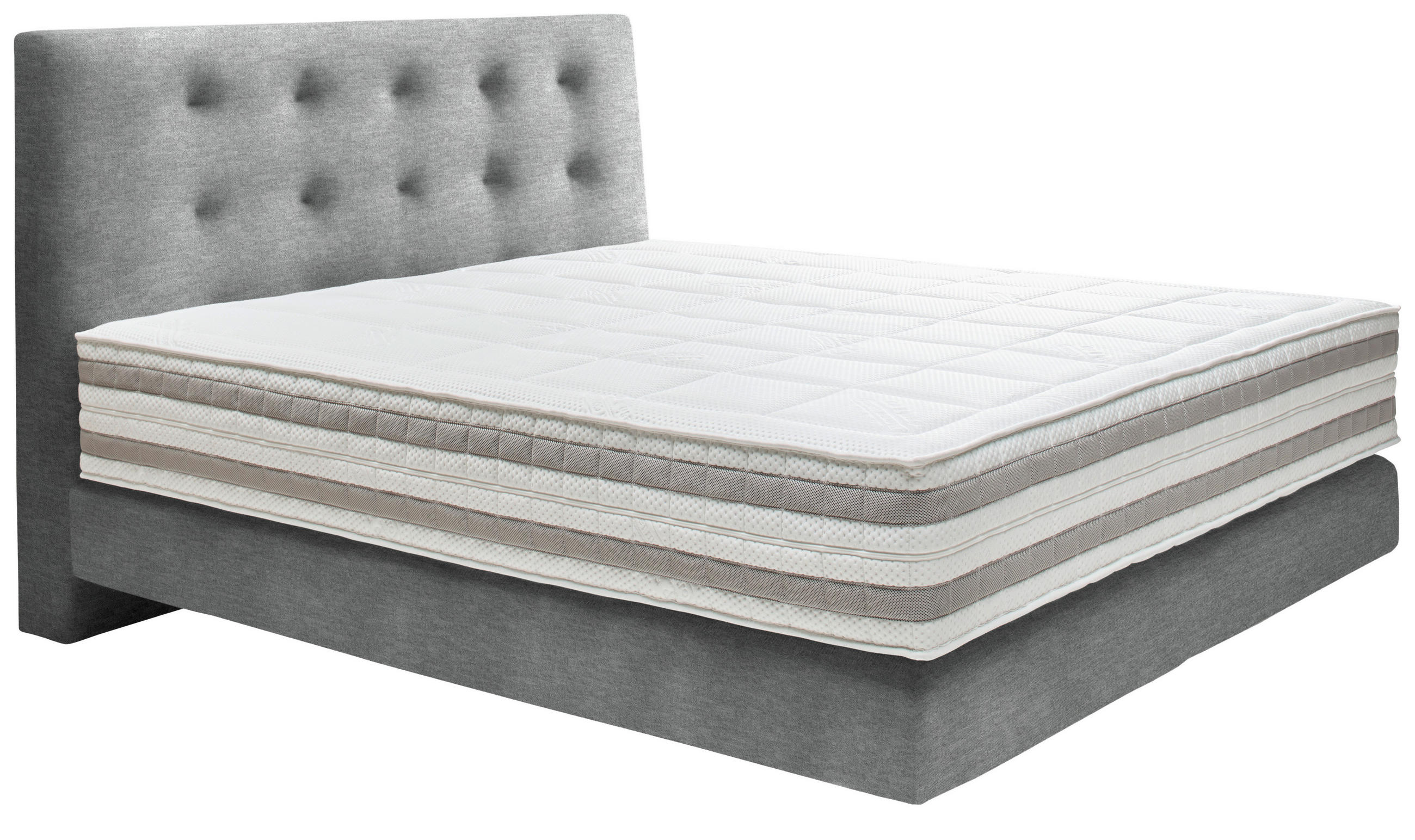 BOXSPRINGBETT 160/200 cm  in Grau  - Grau, KONVENTIONELL, Holz/Textil (160/200cm) - Dieter Knoll
