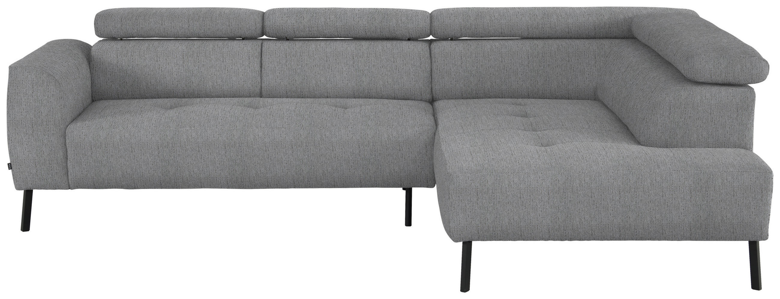 ECKSOFA in Webstoff Silberfarben  - Silberfarben/Schwarz, Design, Textil/Metall (280/205cm) - MID.YOU